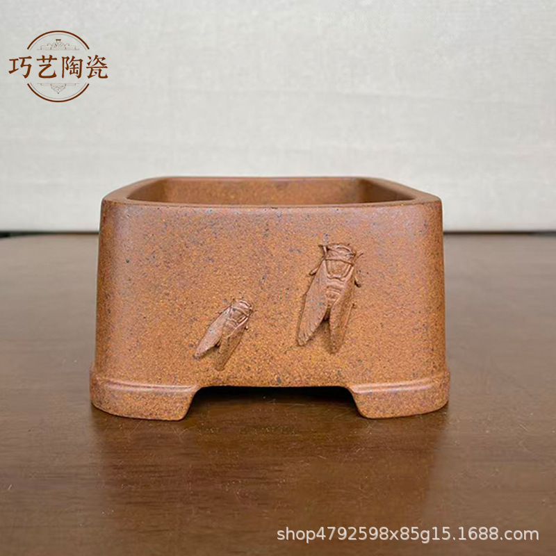 Exquisite Retro Wood-Fired Purple Sand Small Flower Pots, Special Pots for Bonsai, Indoor and Outdoor Green Plants, Coarse Pottery Pots, Factory Wholesale