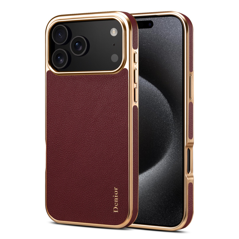Denior苹果17ProMax真皮手机壳iPhone17牛皮电镀壳17Pro保护套Air|undefined