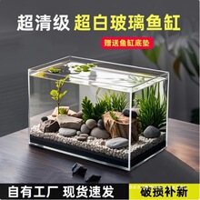 超白玻璃小鱼缸小型客厅观赏小鱼造景水培植物乌龟家用方缸生态缸