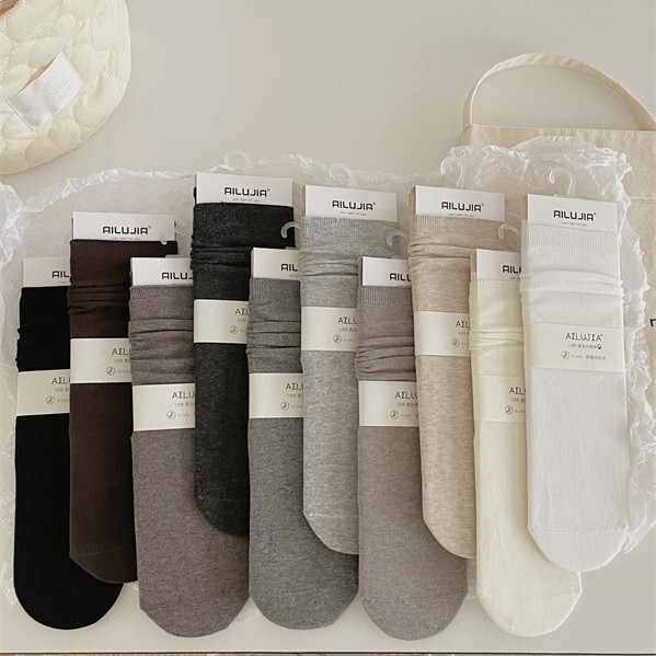 Seamless Basic Color Socks Black White Gray Versatile Women's Solid Color Mid-Calf Socks Spring Autumn Japanese Style Cotton Socks Girl Slouch Socks Seamless Basic Color Socks Black White Gray Versatile Women's Solid Color Mid-Calf Socks Spring Autumn Japanese Style Cotton Socks Girl Slouch Socks