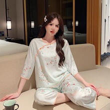 冰丝睡衣女夏天汉服国风新中式感套装古风家居服夏季2025新款