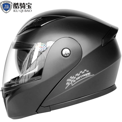 Coolqibao Dual-Lens Motorcycle Helmet Open-Face Helmet Electric Motorcycle Helmet Cycling Safety 3C Certified Full-Face Helmet (Motosiklet kaskı (dəbilqə)) - matte-black-m