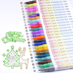 Double line outline pen dream metal 24 colors Christmas DIY handbook greeting card handwritten newspaper special gel marker pen