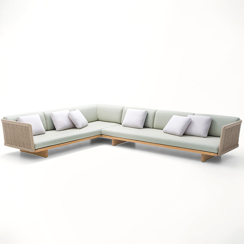Sofá de ratán combinación de ocio al aire libre patio al aire libre jardín terraza sala de estar nórdico madera maciza teca silla de ratán sofá