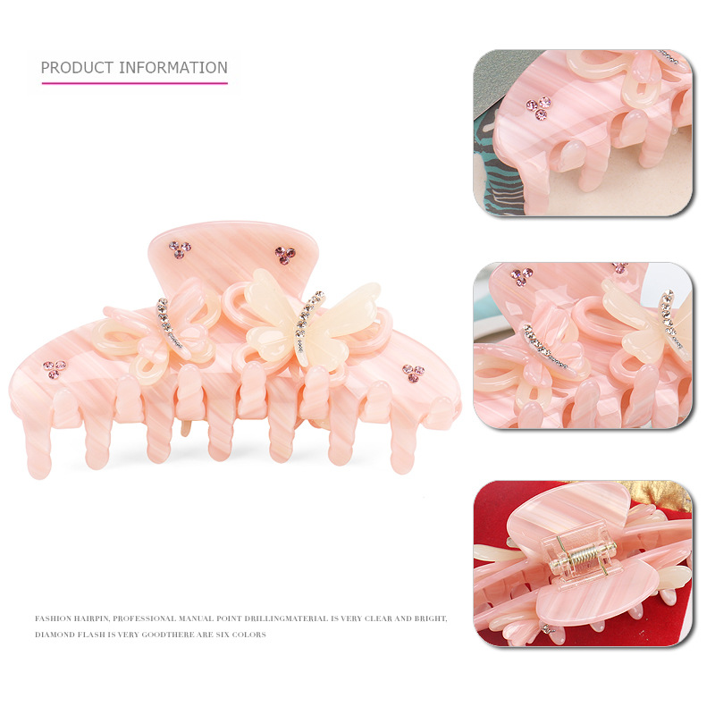 Sweet Butterfly Acetic Acid Sheets Diamond Hair Claws display picture 2