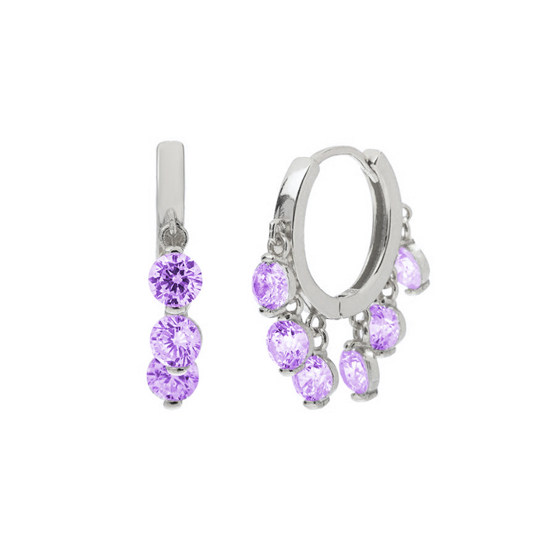 Boucles D&#39;oreilles En Zircone De Couleur Micro-incrustée De Tempérament De Mode D&#39;aiguille D&#39;argent S925 Transfrontalières display picture 1