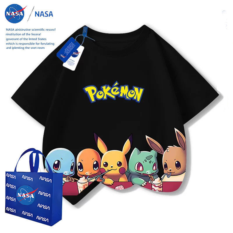 NASA宝可梦皮卡丘t恤短袖儿童衣服夏季可爱潮流男女童装半袖上衣|undefined