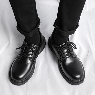 Leather shoes men's breathable British style business formal wear big head trendy low-top Martin boots thick bottom casual leather men's shoes