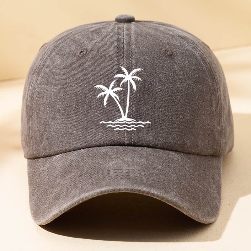 154g Weight Baseball Cap Hats Type Daily Occasion Cotton Material Coconut Tree Pattern Summer, Spring, Autumn Season Unisex Gender Printing Design Simple Style Style Curved Eaves Rim Unisex Simple Style Coconut Tree Printing Curved Eaves Baseball Cap 9