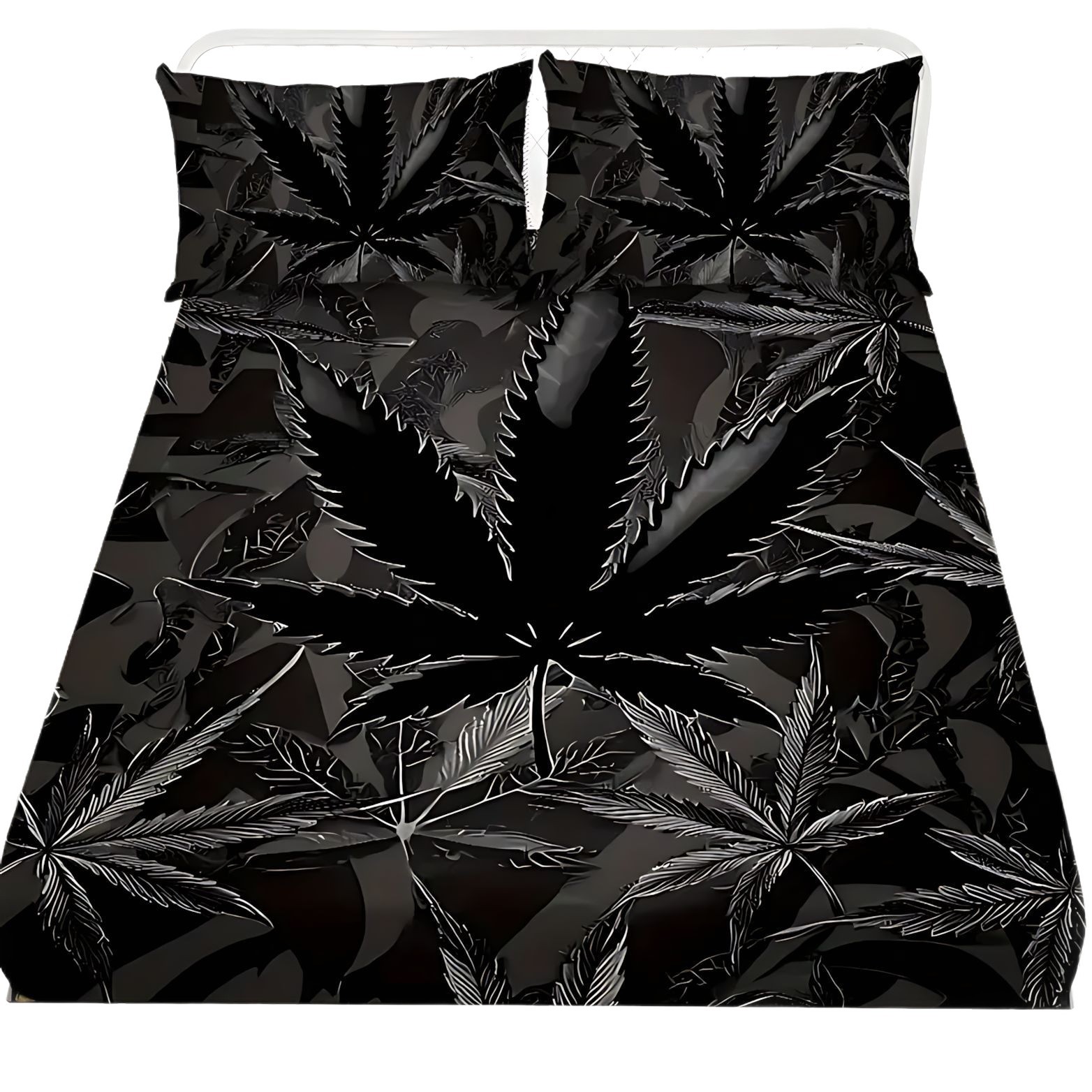 TEMU / JIT abstracto patrón de hoja de arce impresión digital 3D cama gazah pillow cover kit suministro directo transfronterizo