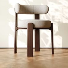 北欧风橡木实木软包餐椅2025新款整装家具化妆中古风餐椅家用意式
