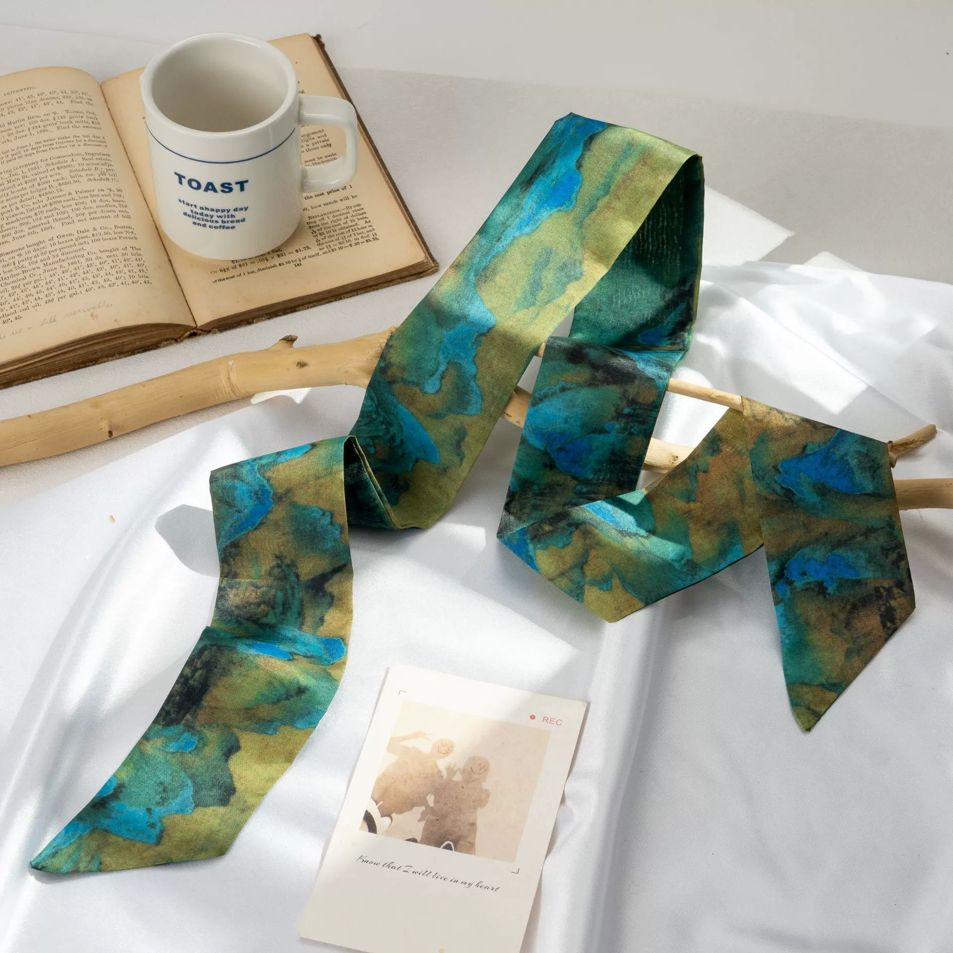 Silk Scarf Hairband (Suhang) long streamer 89×3.8 cm, lightweight gift box option