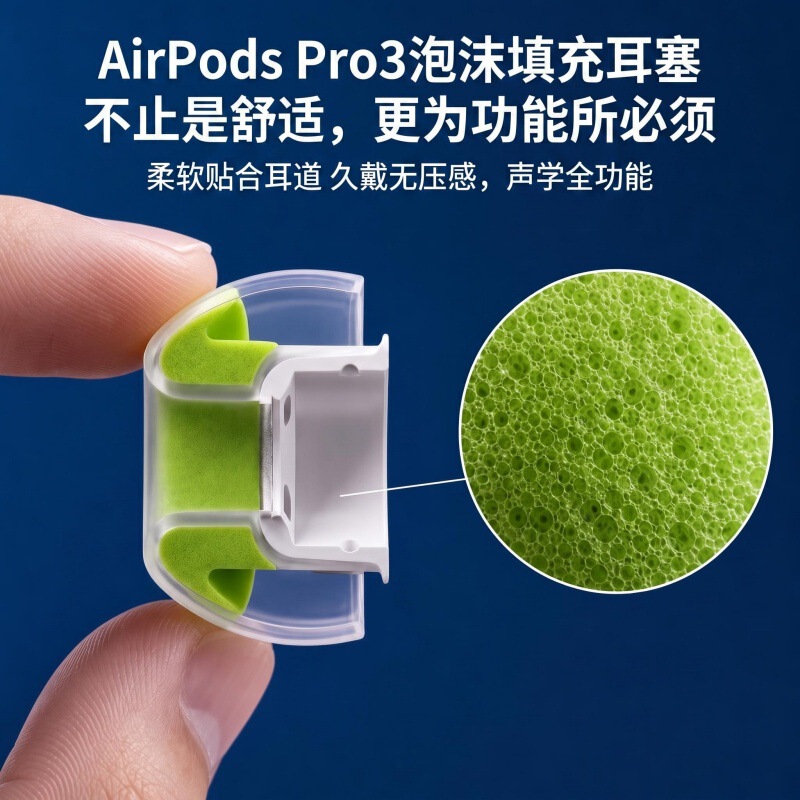 Suitable for 2026 Apple AirPods Pro 3 earbuds, ear caps, liquid silicone case, third-generation earphone case, foam padding