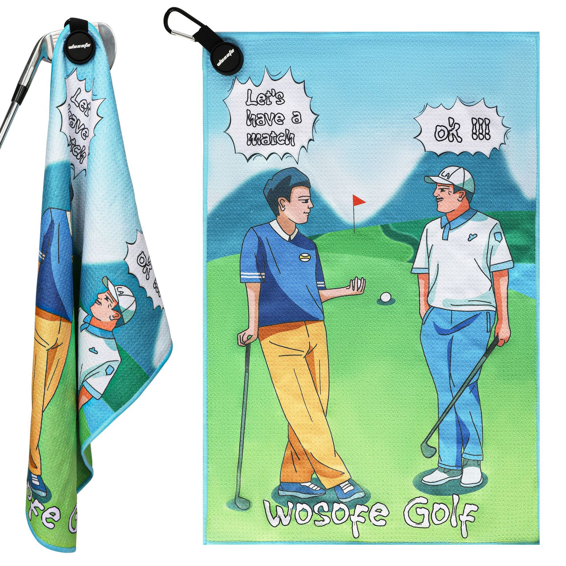 クロスボーダーゴルフワッフルタオルGOLF両面デジタル印刷マグネットスポーツタオルアウトドアアクセサリー用品現物
