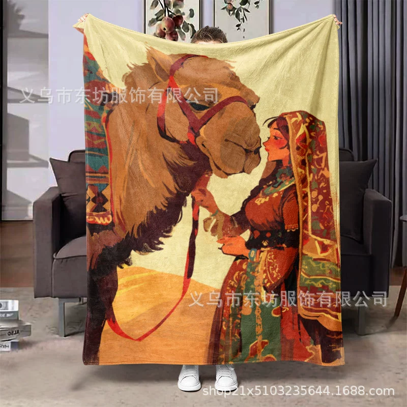Ретро национальный стиль креативный верблюд теплый и удобный фланелевый одеяло ленивый должен быть дома