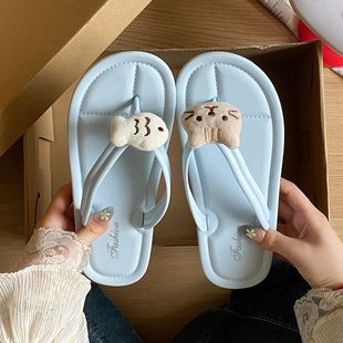 Internet Celebrity Cute Cat Fish Flip-Flops for Women to Wear Outside Summer 2025 New Anti-Slip Flip-Flops Beach Sandals for Women