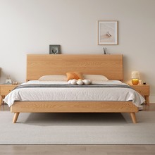 实木橡木床日式北欧双人床1.8米1.5床1.2米简约原木直销主卧木床