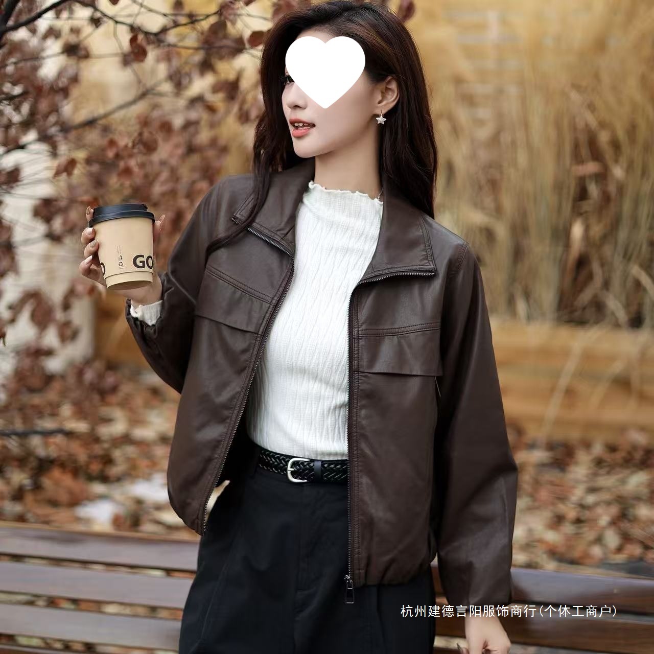 2025 New Autumn Leather Jacket Women's Short Motorcycle Jacket Casual Loose Slim Zipper Leather Jacket