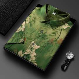 香云纱唐装男士夏季爷爷婚宴装老人过大寿服装寿星衣服桑蚕丝上衣