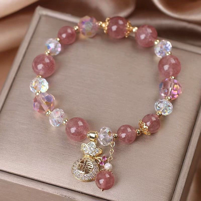 Браслет с подвеской и цветочным стилем light-luxury, crystal bead charm, 20 г