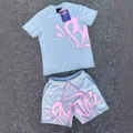 T02 Set [Blue with Pink Print]