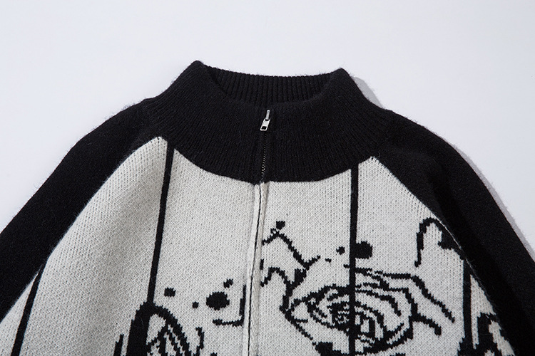 Maglione girocollo largo con cuciture a contrasto di colore alla moda per uomo e donna, nuovo marchio di moda autunnale, stile pigro, maglieria casual_voghion.com