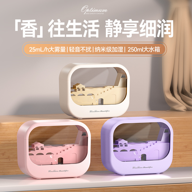 2025 New Water Drop Aromatherapy Machine Seven-Color Humidifier Household Large Fog Volume Desktop Silent Essential Oil Diffuser