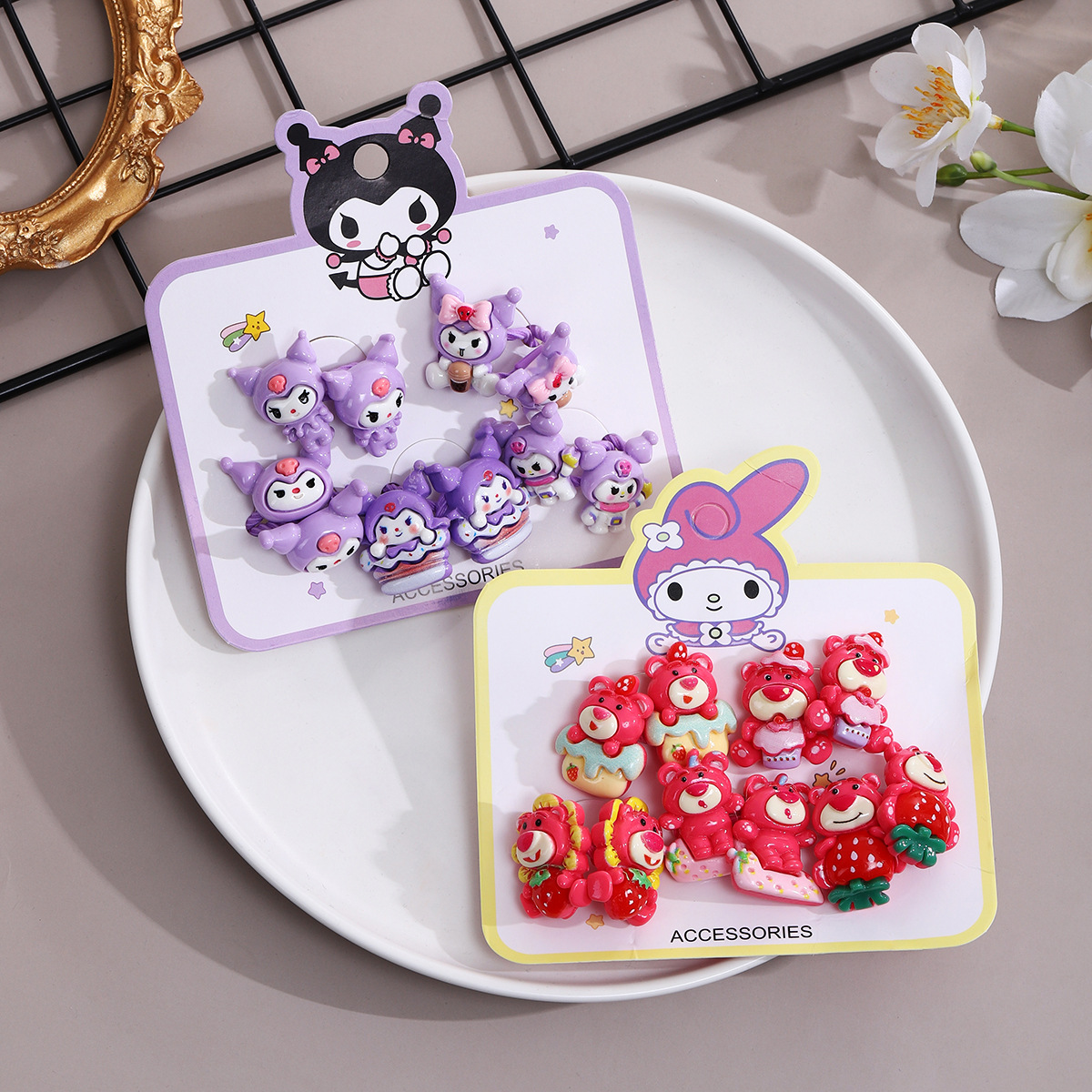 Lindo anillo para el cabello de dibujos animados para niños niña Kulomi Sanrio Zha albóndiga banda de goma de cabeza no daña el cabello accesorios para el cabello de bebé