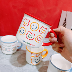 Ins sketch Korean style marker cup cute cartoon ceramic cup breakfast cup children cup water cup smiling cup