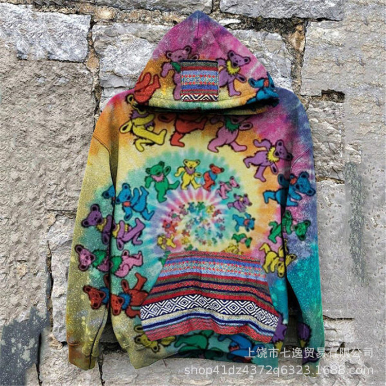 Spring and Autumn Fashion Hot Cross-border 3D Sweater Men's Colorful Psychedelic Printing Street Fashion Classic Hoodie