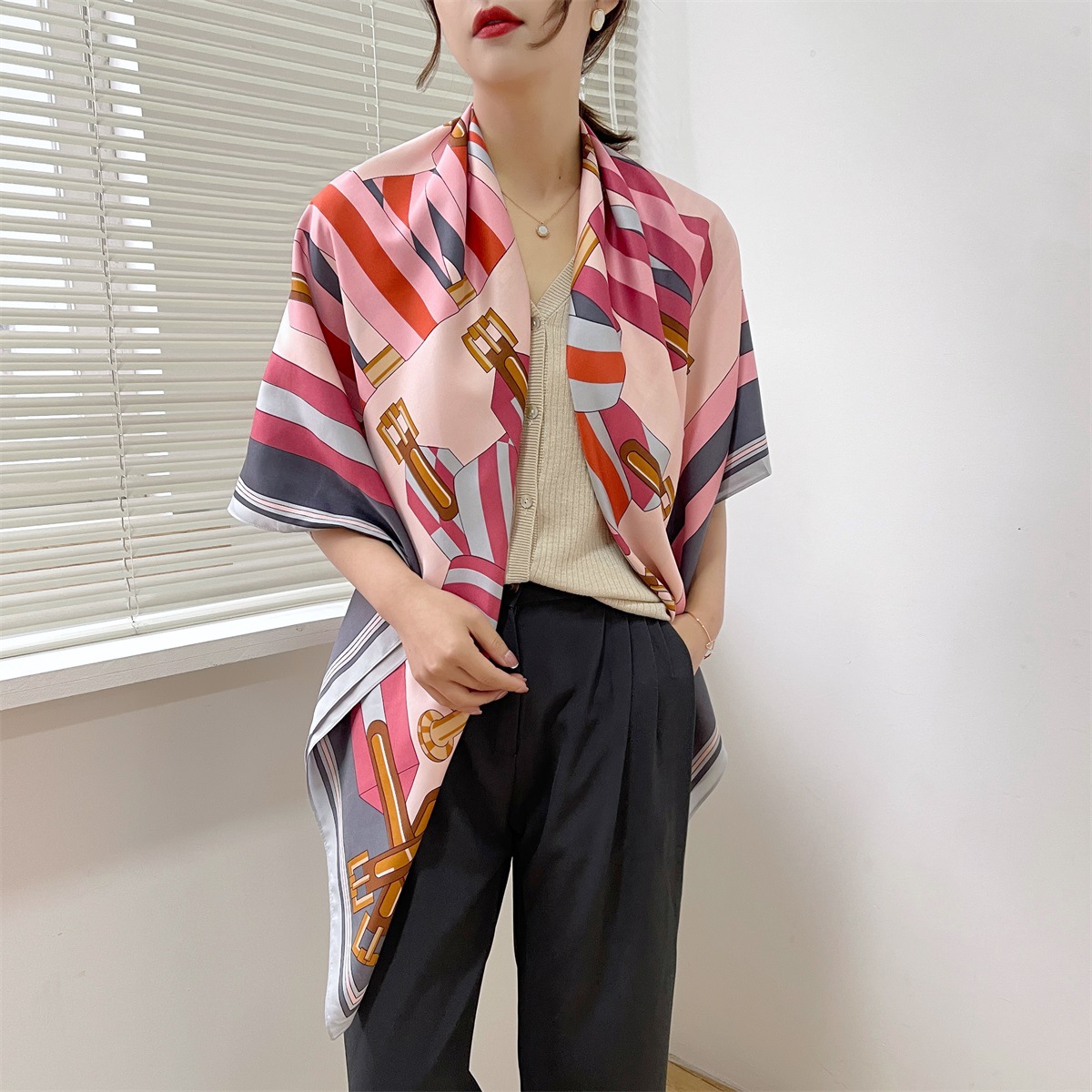 175g Weight Silk Scarf Classification Daily Occasion Polyester Material Plant Pattern Spring&Summer Season Women's Gender Elegant, Simple Style Style Women's Elegant Simple Style Plant Polyester Silk Scarf 12