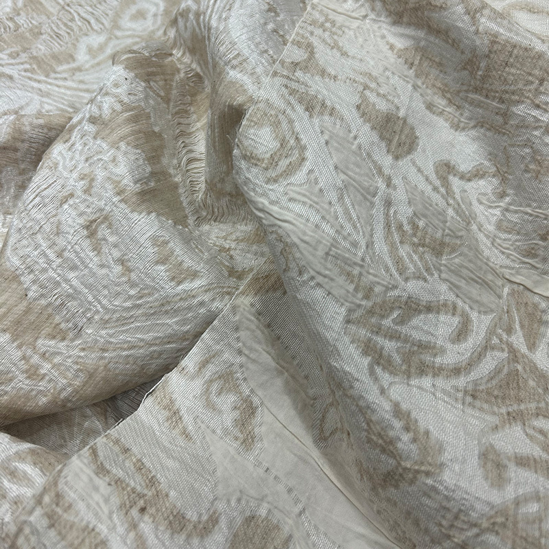 复古风禅意新中式面料外套小香风麻棉提花套装布料麻本色服装服饰