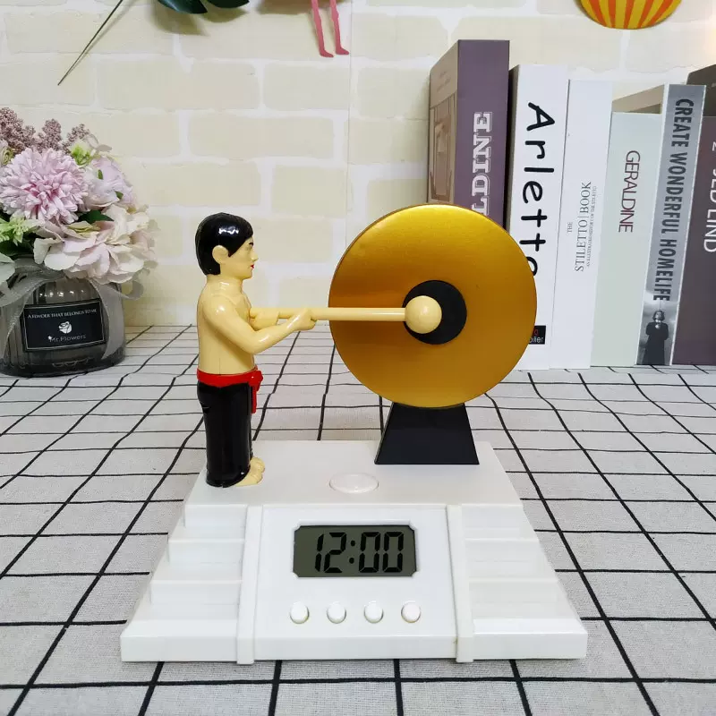 新款儿童学生静音懒人敲锣大音量闹钟简约家居床头卧室闹钟跨境