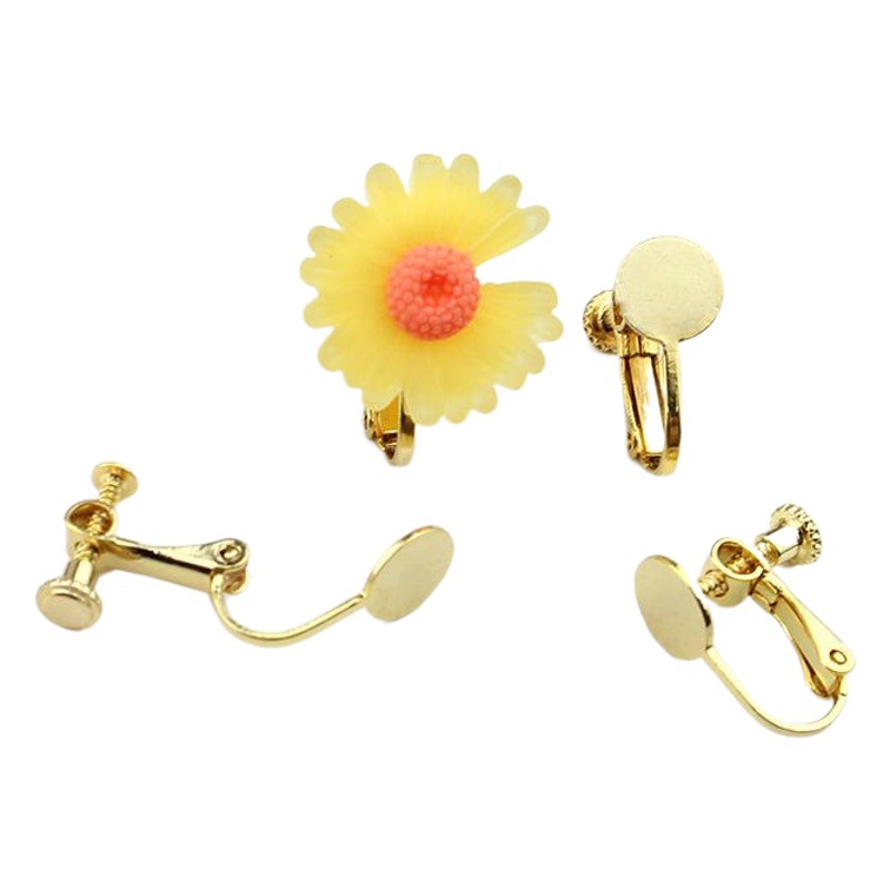 Spiral Ear Clip Large Flat Head Non-Pierced Ear Clip Copper Accessories Screw Ear Clip Material U-Shaped Ear Stud DIY Earrings with Hanging