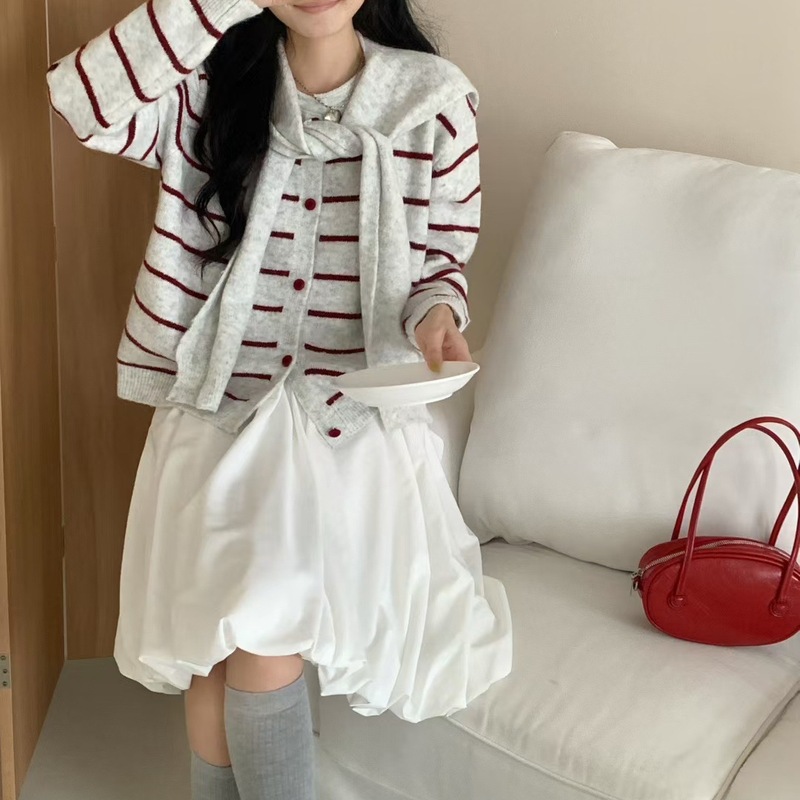 2025年秋冬季新款韩版宽松显瘦圆领单排扣针织开衫女披肩毛衣外套|undefined