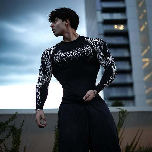 Breathedivinity Autumn New Nightmare Venom Fitness Long Sleeve Sports Elastic Quick-Drying Tights for Men and Women