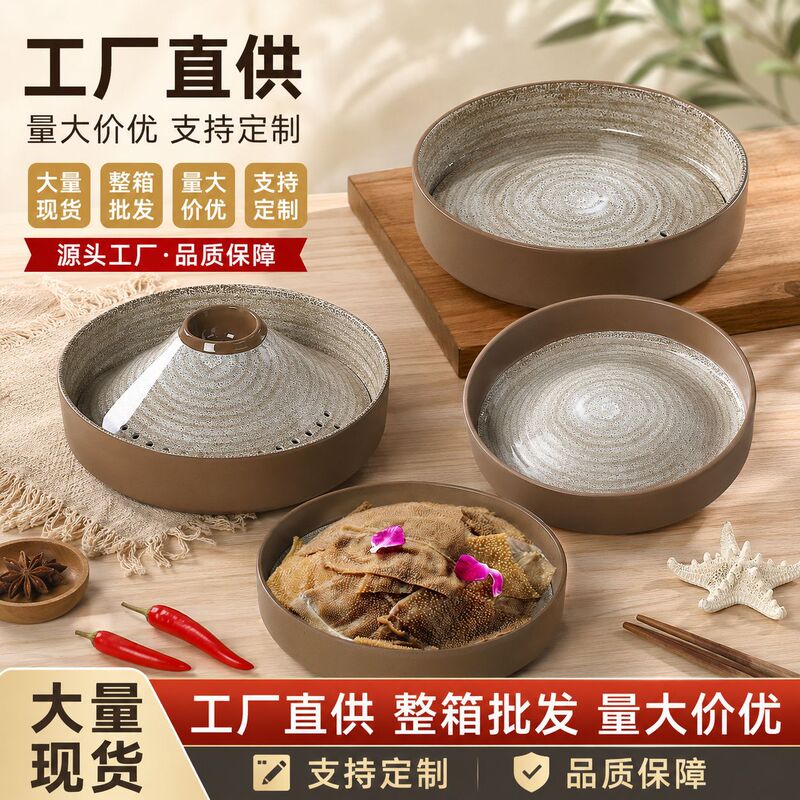 A5 melamine rustic-style round deep plate, straight-sided flat-bottomed Western-style dinner plate, suitable for serving soup, dishes, snacks, and salads in commercial settings A5 melamine rustic-style round deep plate, straight-sided flat-bottomed Western-style dinner plate, suitable for serving soup, dishes, snacks, and salads in commercial settings