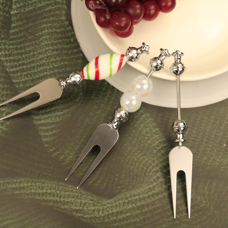 Factory in stock diy beaded tableware binary fork stainless steel tableware western meal knife silver fruit fork kitchenware Factory in stock diy beaded tableware binary fork stainless steel tableware western meal knife silver fruit fork kitchenware