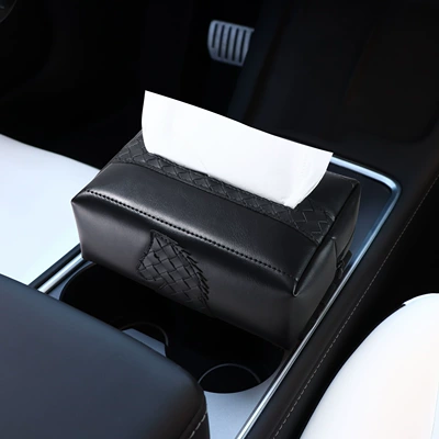 Car tissue box/set Box 2026 New Year Red High-End - auspicious-horsewoven-patternblack