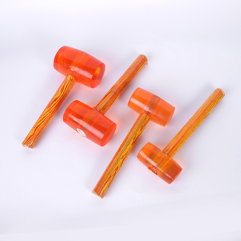 Shockproof wooden handle rubber hammer for ceramic tile floor installation and decoration tools rubber hammer high elastic transparent rubber hammer
