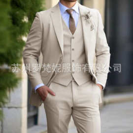 2025跨境新款商务休闲男三件套新郎西装男婚礼宴会大码跨境西装男