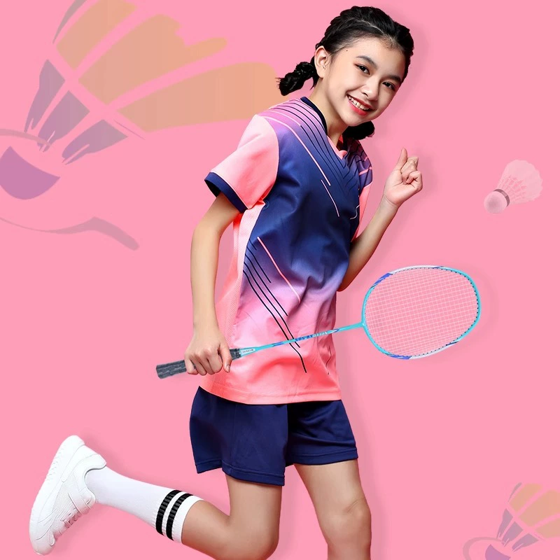 [Бесплатная доставка] Детская форма для бадминтона с короткими рукавами, тренировочный костюм для мальчиков и девочек, конкурс настольного тенниса, быстросохнущий спортивный костюм