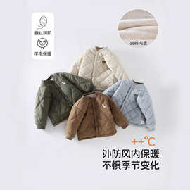 宝宝棉服羊绒蚕丝秋冬季加绒加厚防风保暖婴幼儿衣服男女宝棉上衣