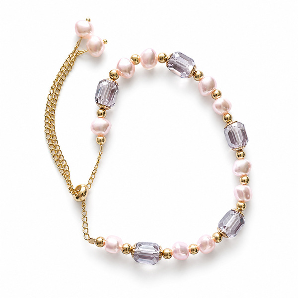 small design fashionable elegant purple crystal bracelet pearl