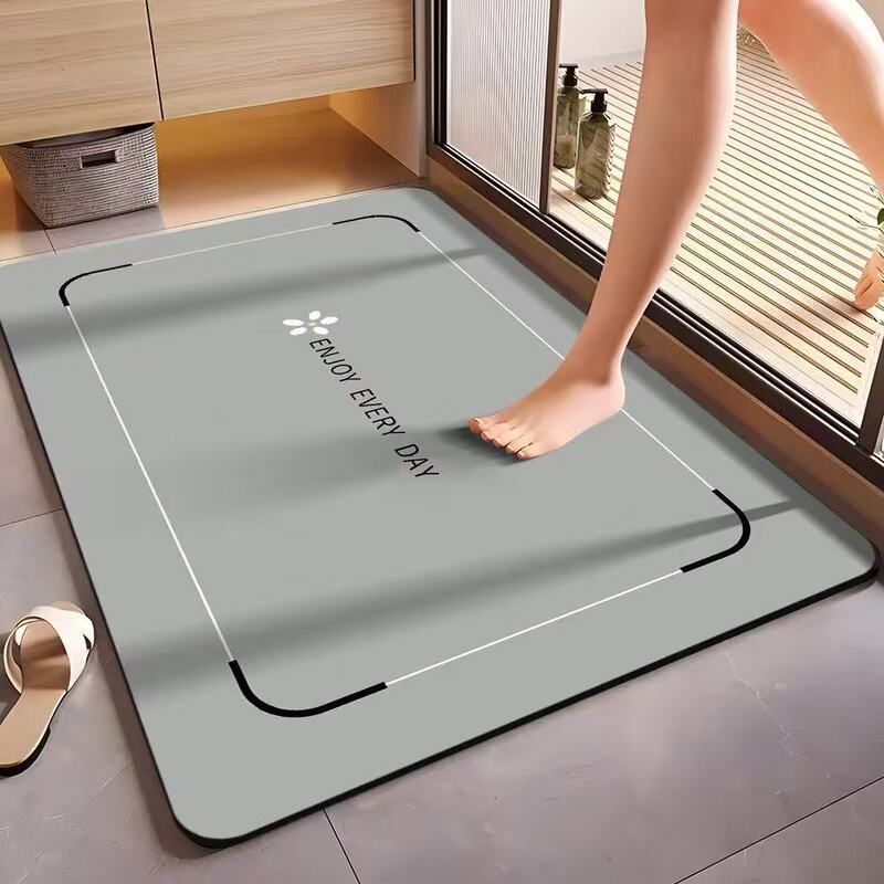 Bathroom Floor Mat, Simple Water-Absorbent, Non-Slip, Bathroom Mat, Bathroom Diatom Mud Door, Quick-Drying, Wipeable, Wash-Free Foot Mat