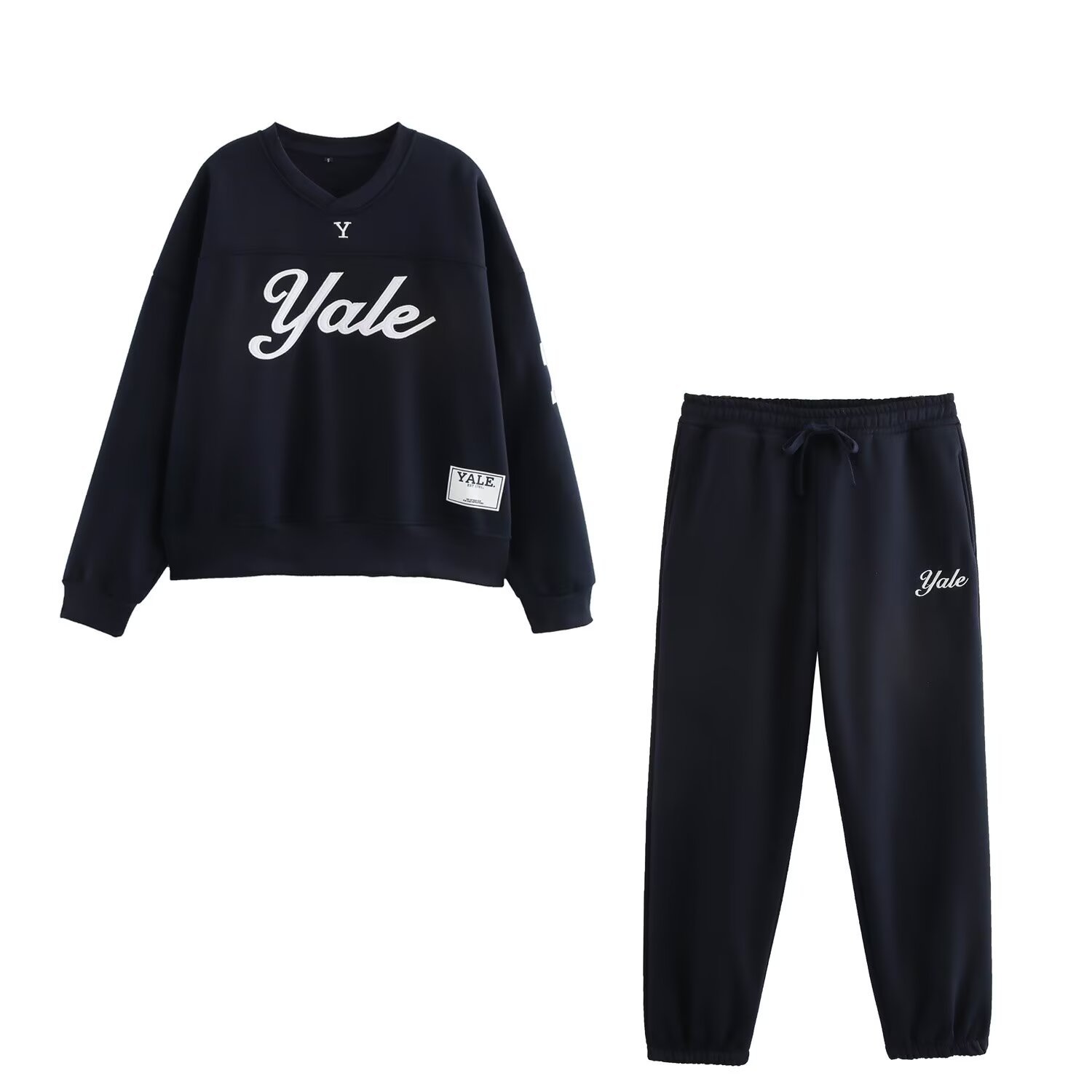 ZR Women's Wear European and American Style 2025 Spring New American Style Casual Style Yale Sweepshirt Yale Fleece Jogging Pants