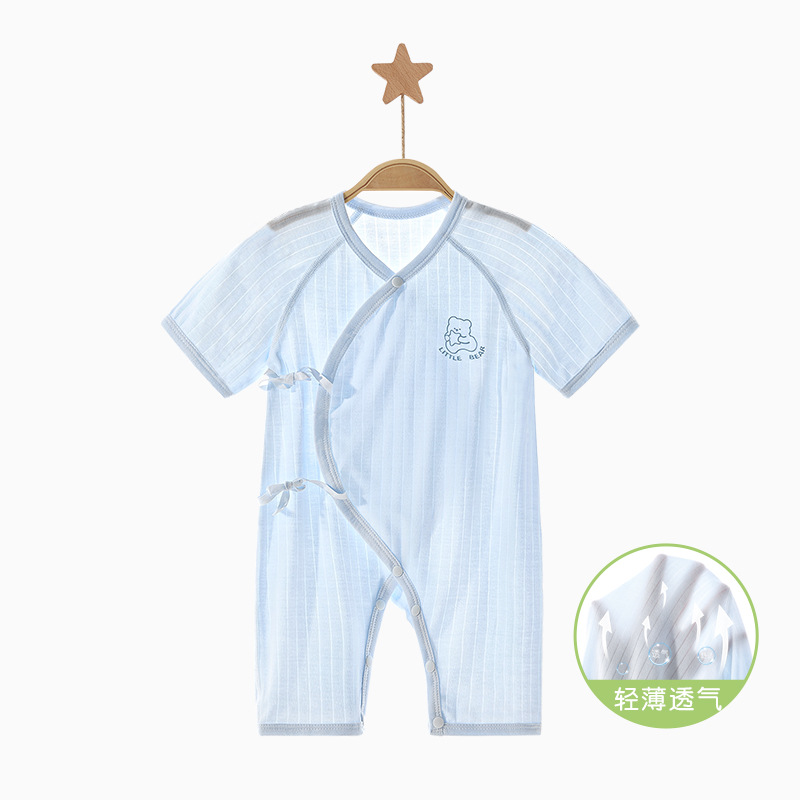 Ropa de bebé de una pieza Ropa de verano para recién nacidos para niños pequeños 0 Manga corta de marzo Estilo delgado Monk mampara pijamas Ropa de verano para bebés