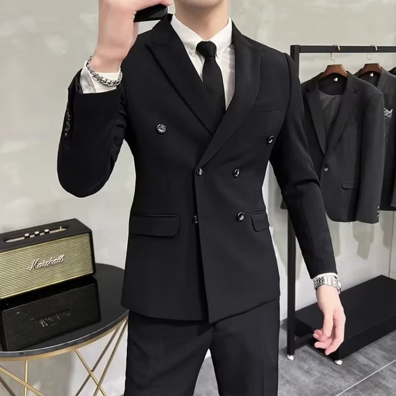 British Style Double-Breasted Suit Men's Accessible Luxury Business Casual Formal Wear Groom's Wedding Dress High-End Suit Jacket Trendy