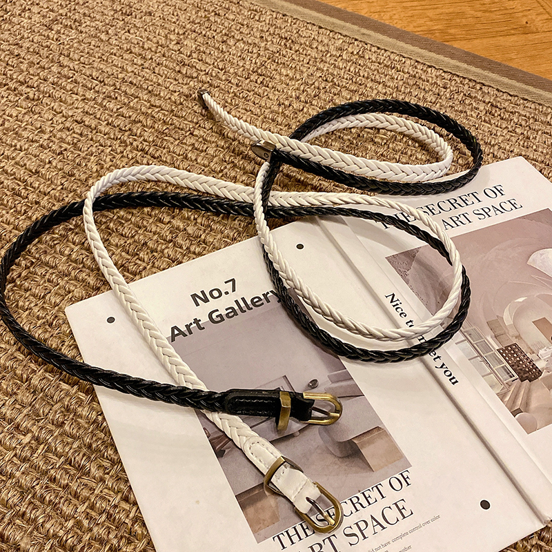 Korean Woven Belt for Women with Dress and Jacket, Waist-Cinching, Ins-Style, Simple and Versatile Decorative Thin Belt Korean Woven Belt for Women with Dress and Jacket, Waist-Cinching, Ins-Style, Simple and Versatile Decorative Thin Belt