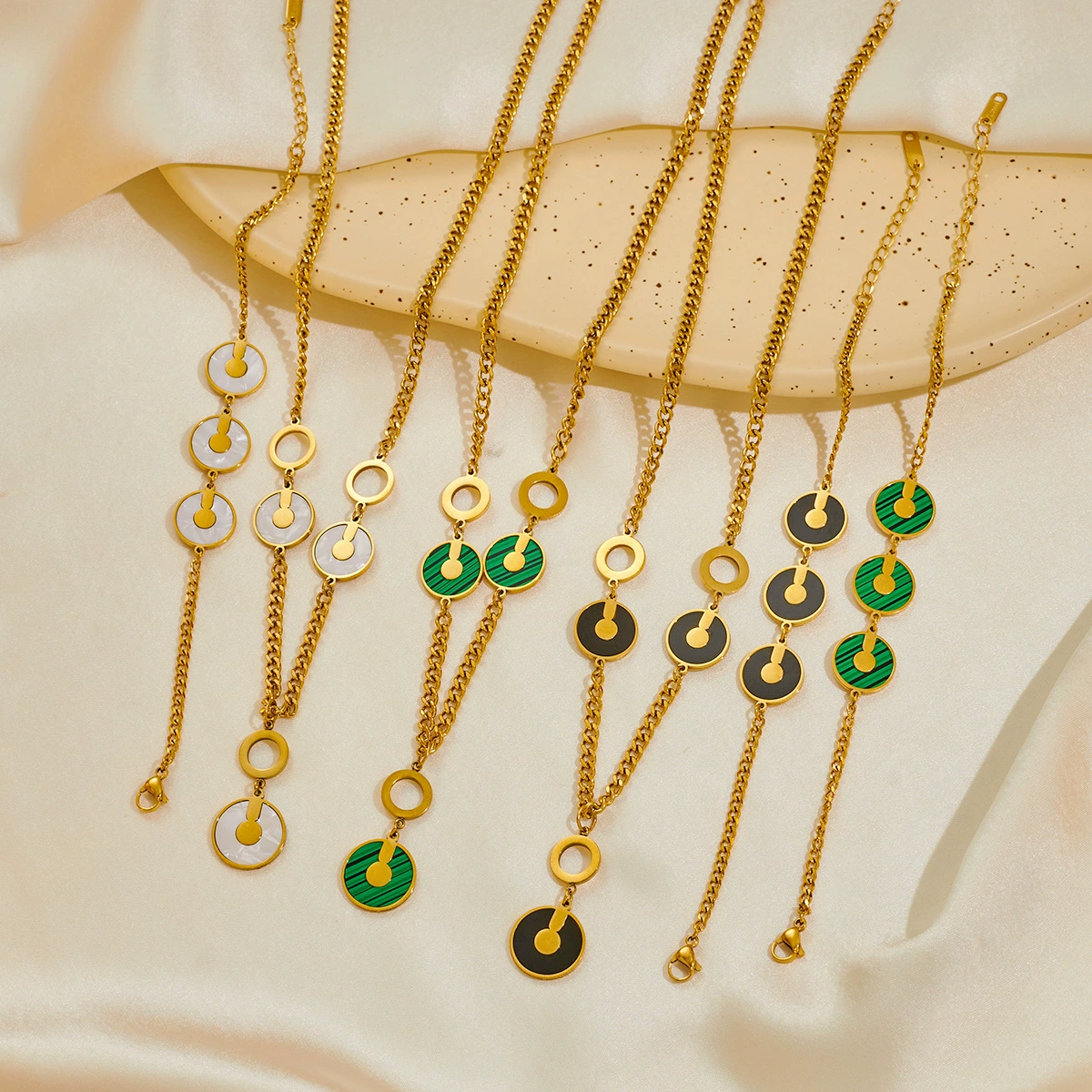 Европейская и американская трансграничная мода малахитовая зеленая пластина 18-каратная печь